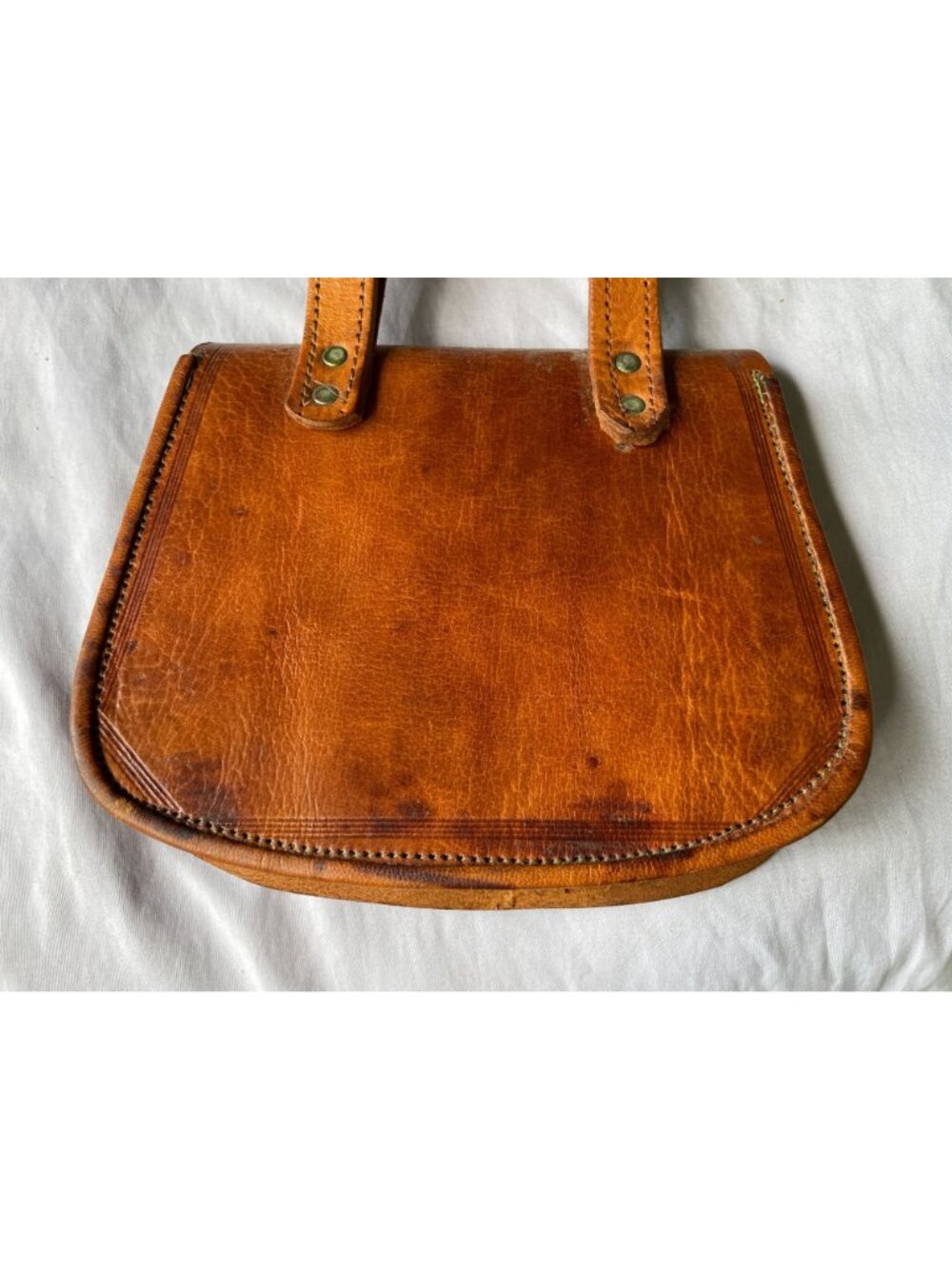 Vintage Moroccan Berber Leather Guerrab Bag Coin Studded Water Carrier 6x8 - Picture 4 of 14